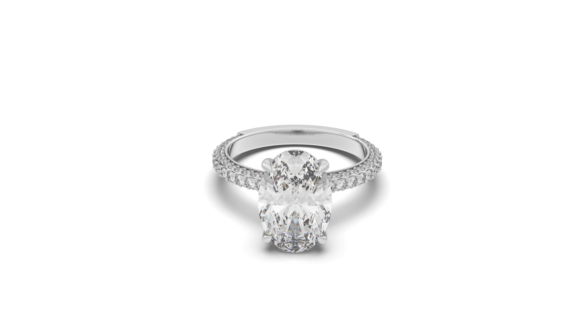 3.76 CTW Oval Diamond Pavé Engagement Ring
