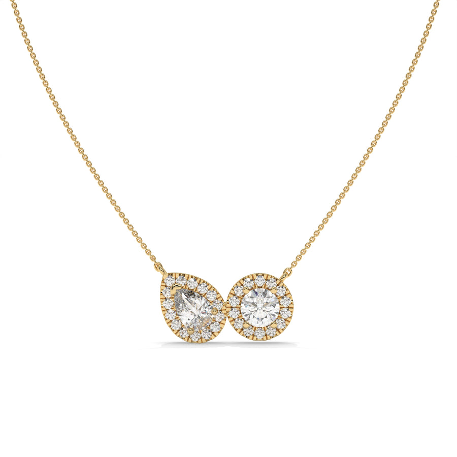 Pear & Halo Diamond Pendant Necklace – 0.93 CTW