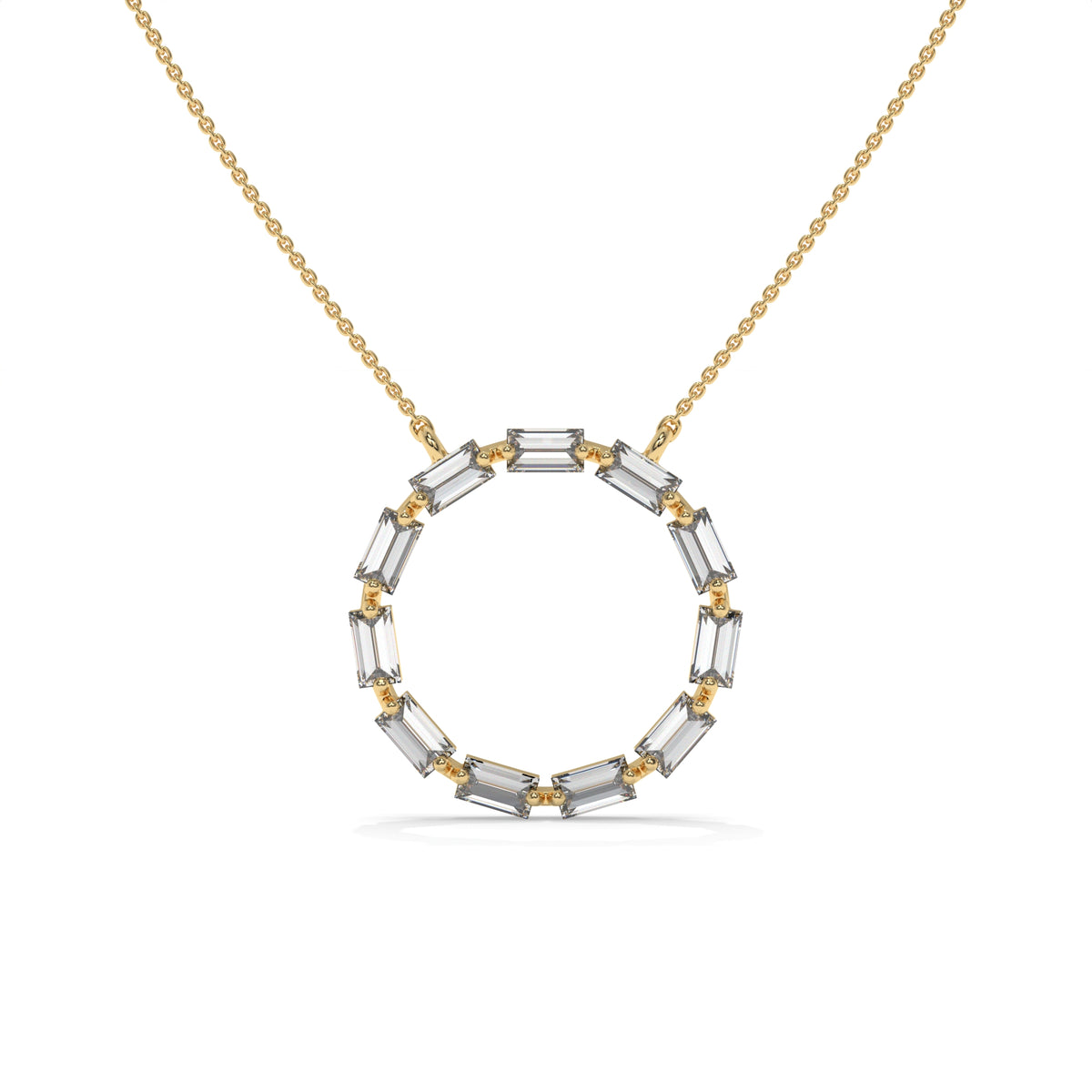 0.55 CT Baguette Diamond Circle Pendant Necklace