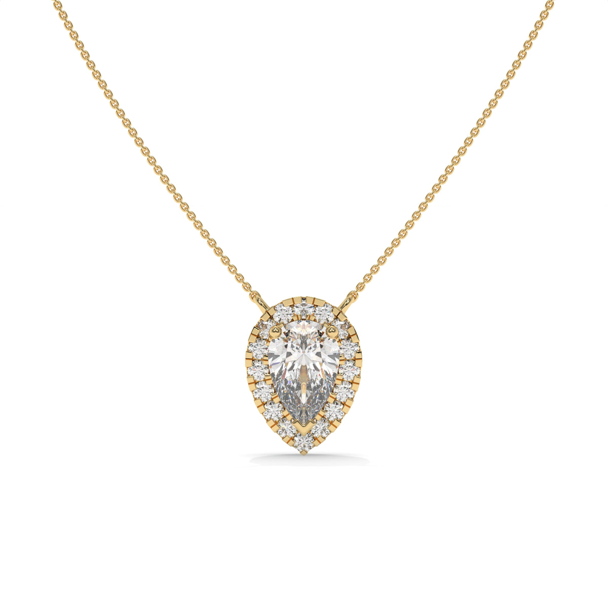 2.13 CT Pear Shaped Diamond Halo Pendant Necklace