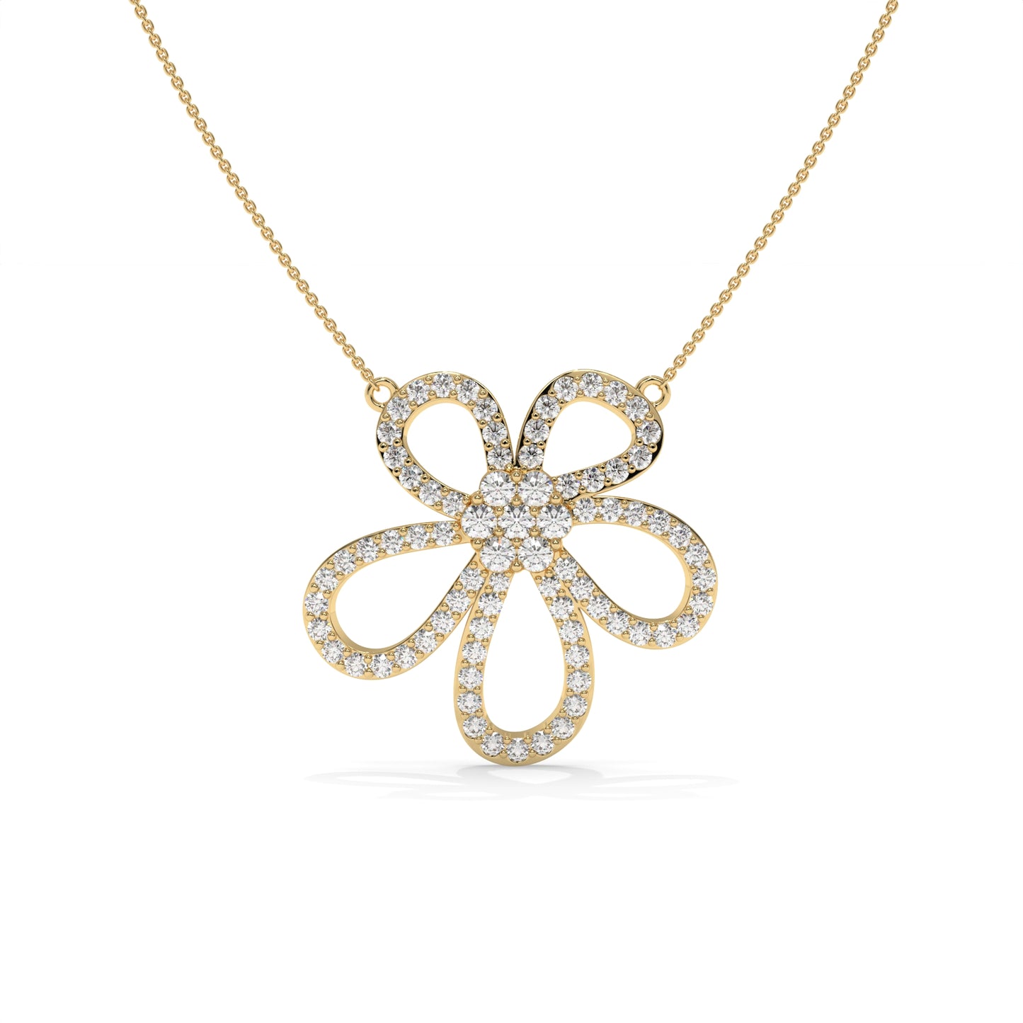 Floral Diamond Pendant Necklace – 0.94 CTW