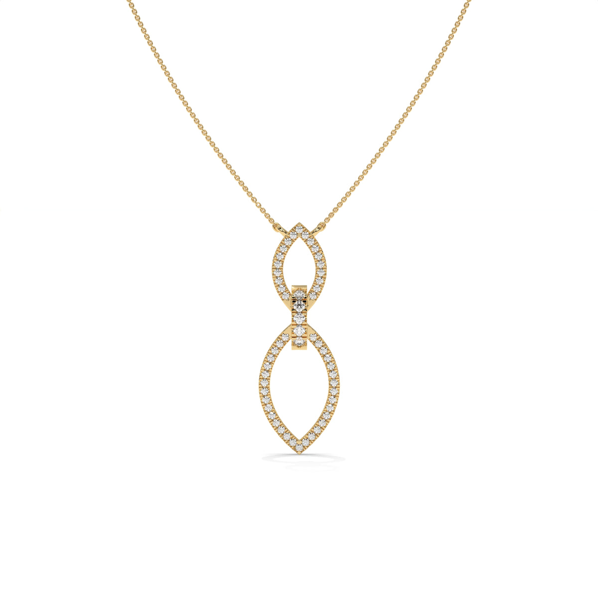 0.24 CT Diamond Double Marquise Drop Pendant Necklace