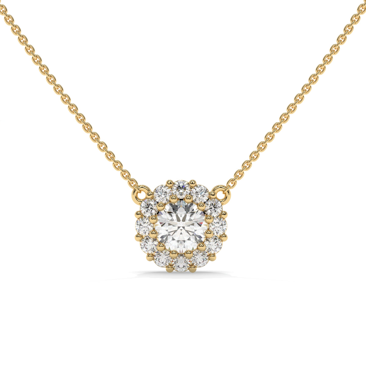 0.30 CT Diamond Halo Cluster Pendant Necklace