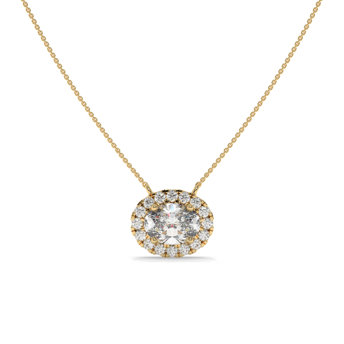 1.10 CT Diamond Halo Circle Pendant Necklace