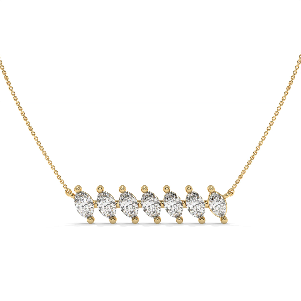 0.84 CT Marquise Diamond Bar Pendant Necklace