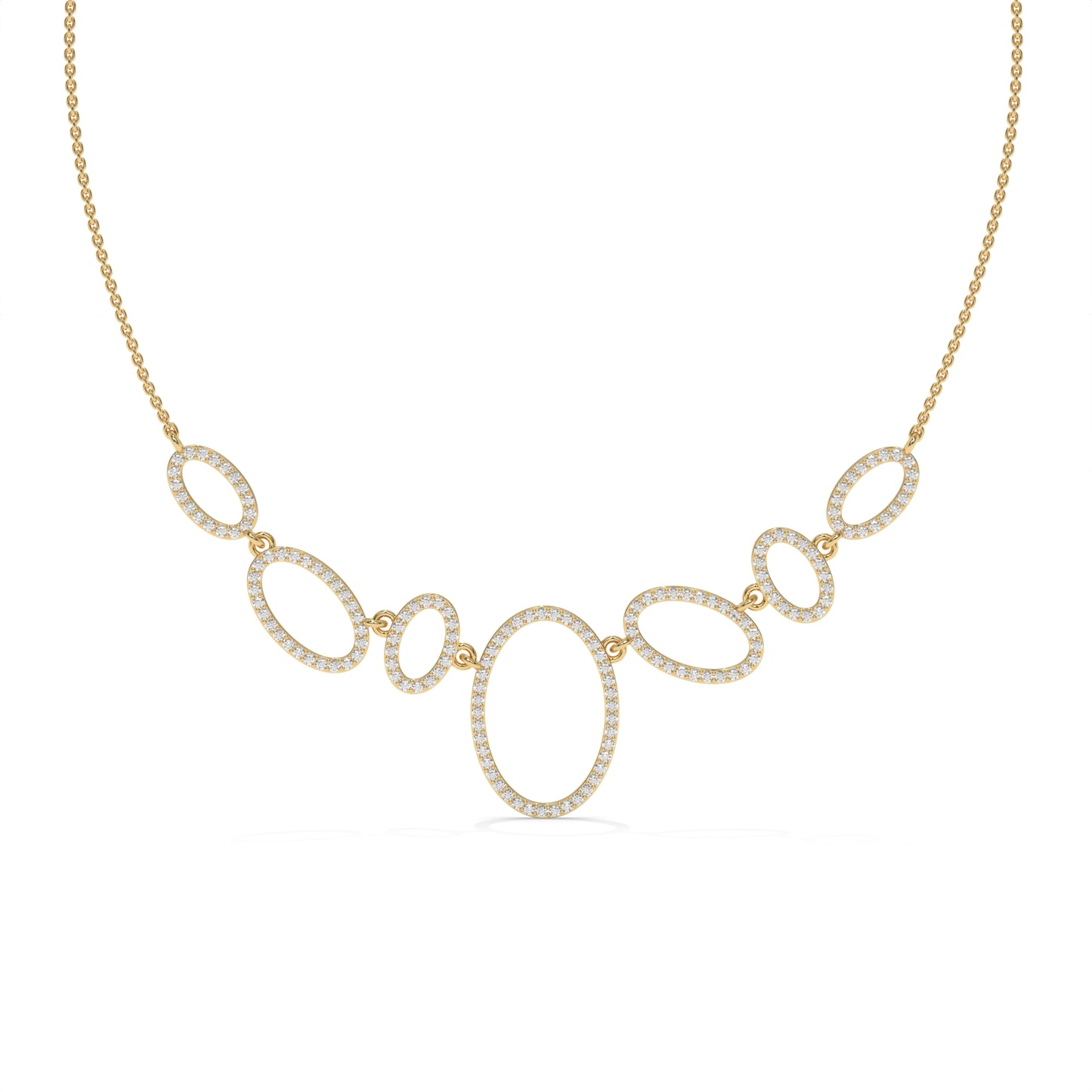 Oval Halo Diamond Statement Necklace – 1.64 CTW