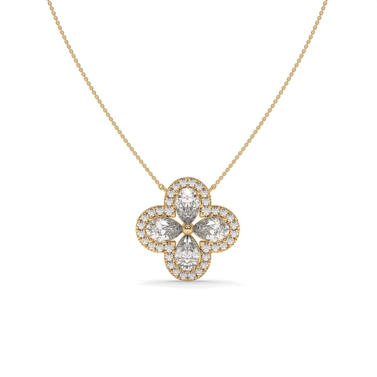 1.99 CT Diamond Four-Leaf Clover Pendant Necklace