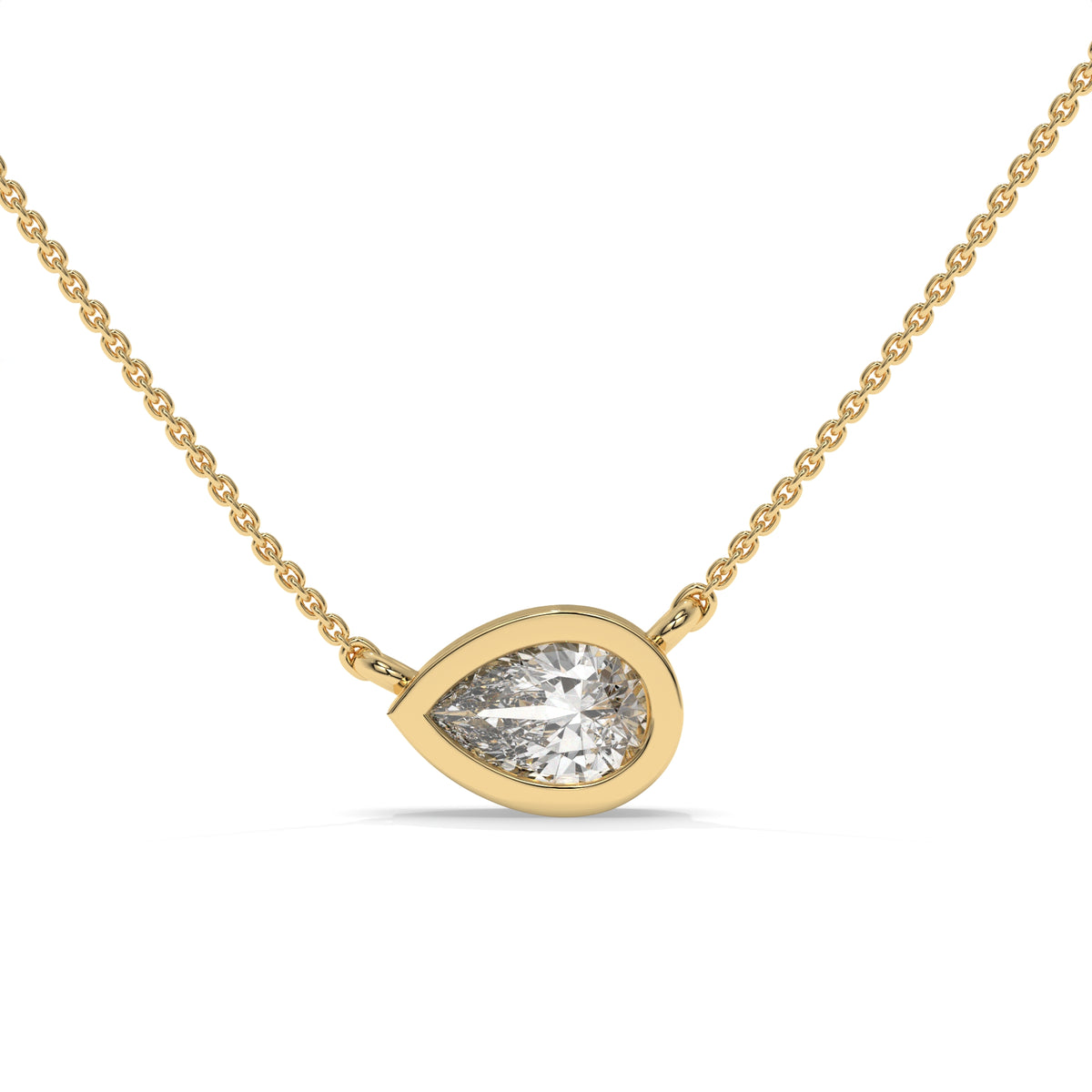 0.49 CT Pear Shaped Diamond Pendant Necklace