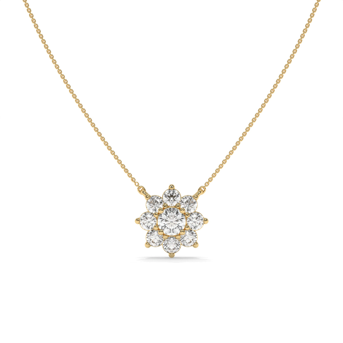 0.93 CT Diamond Starburst Pendant Necklace