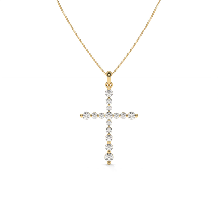 1.00 CTW Diamond Cross Pendant Necklace