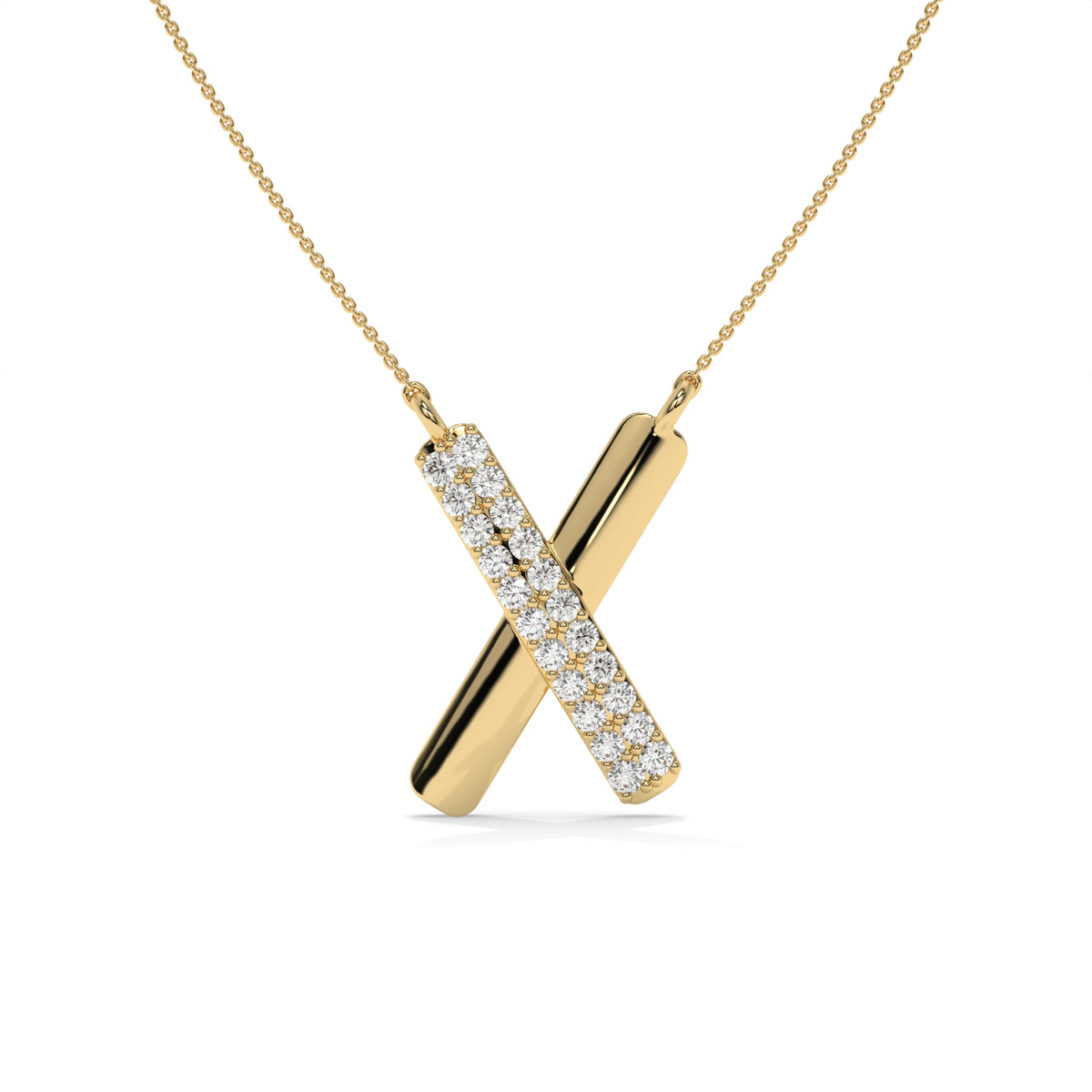 0.40 CT Diamond X Pendant Necklace