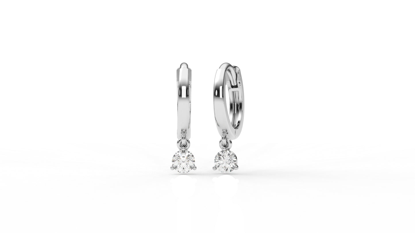 Silver hoop earrings with diamond GLAM NYC