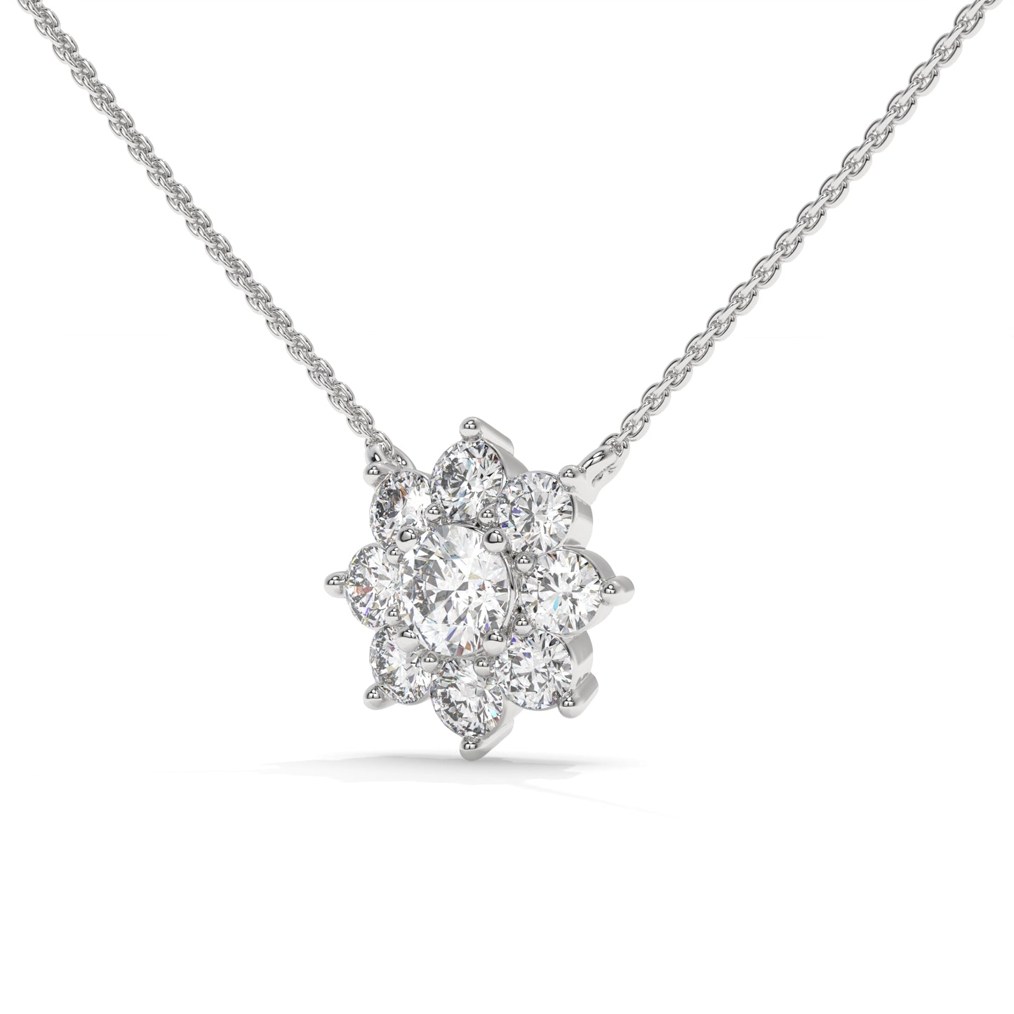 Silver necklace with a small flower pendant GLAM NYC