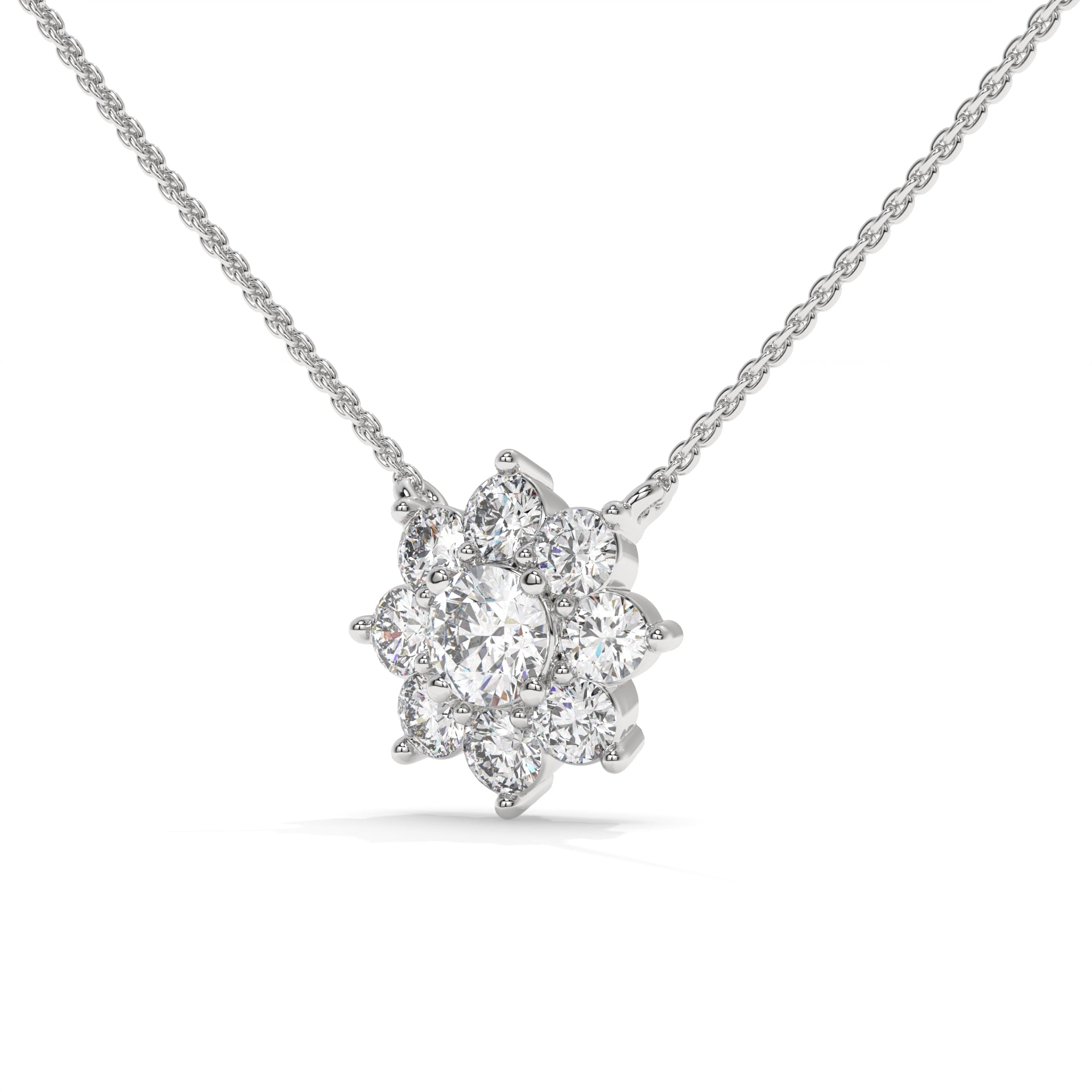 Silver necklace with a small flower pendant GLAM NYC