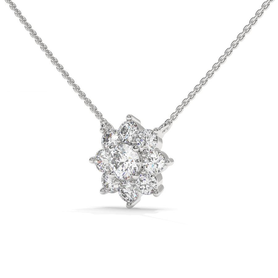 Silver necklace with a small flower pendant GLAM NYC