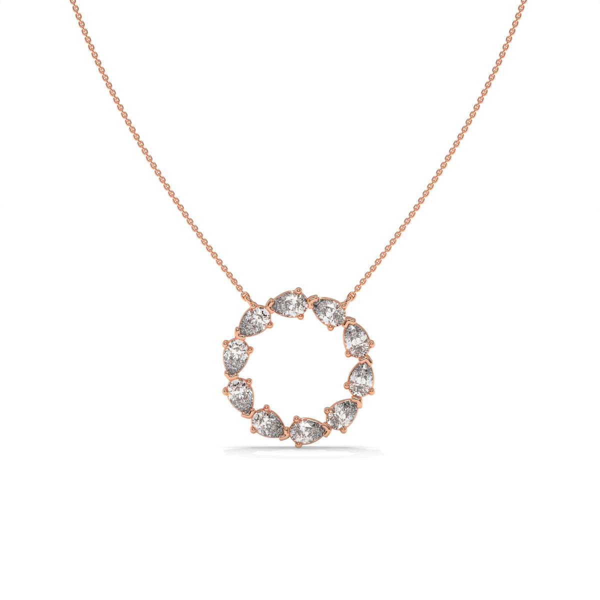 1.00 CT Diamond Open Circle Pendant Necklace
