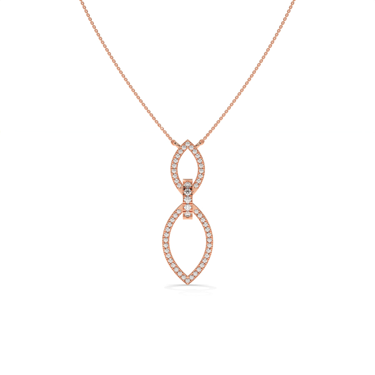 0.24 CT Diamond Double Marquise Drop Pendant Necklace