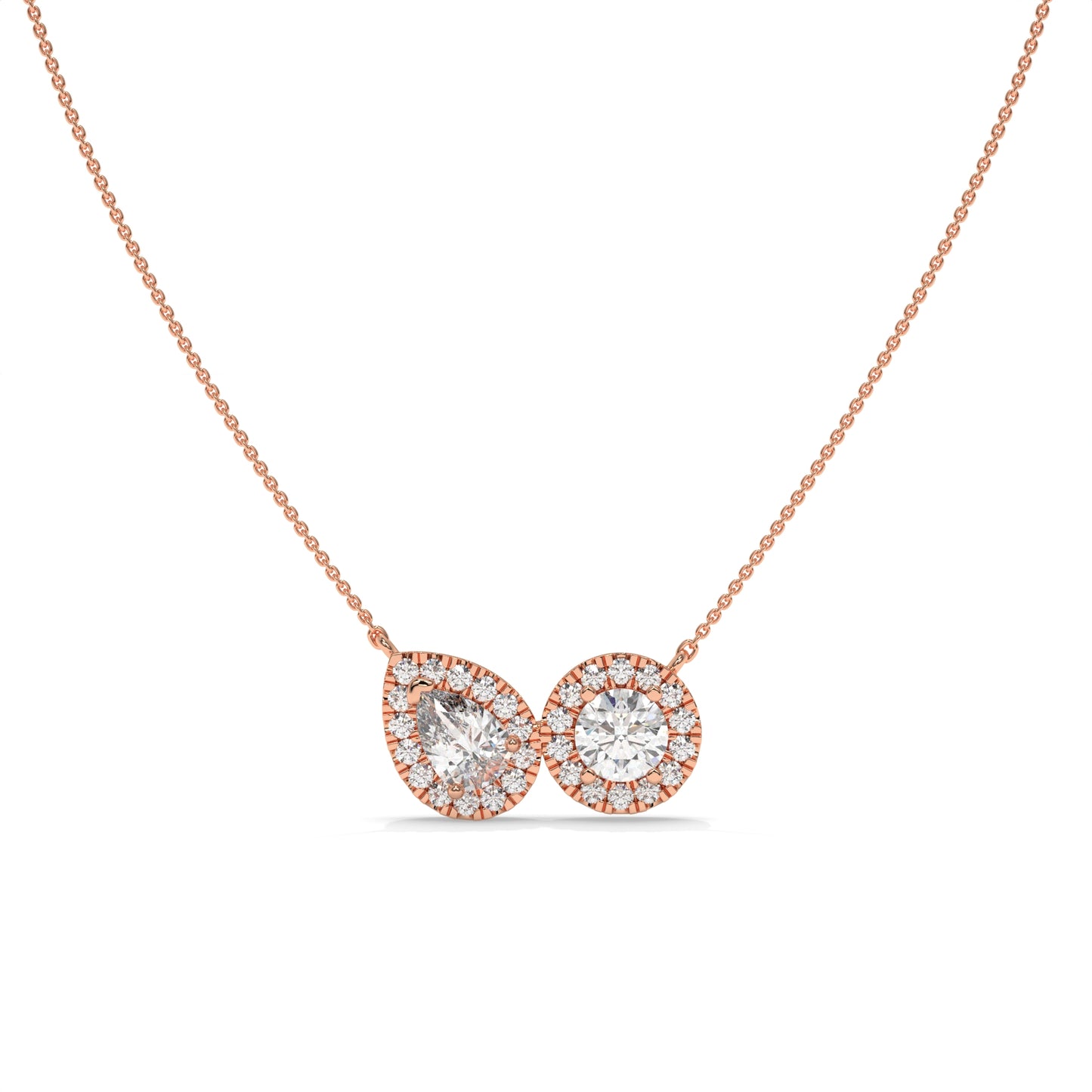 Pear & Halo Diamond Pendant Necklace – 0.93 CTW