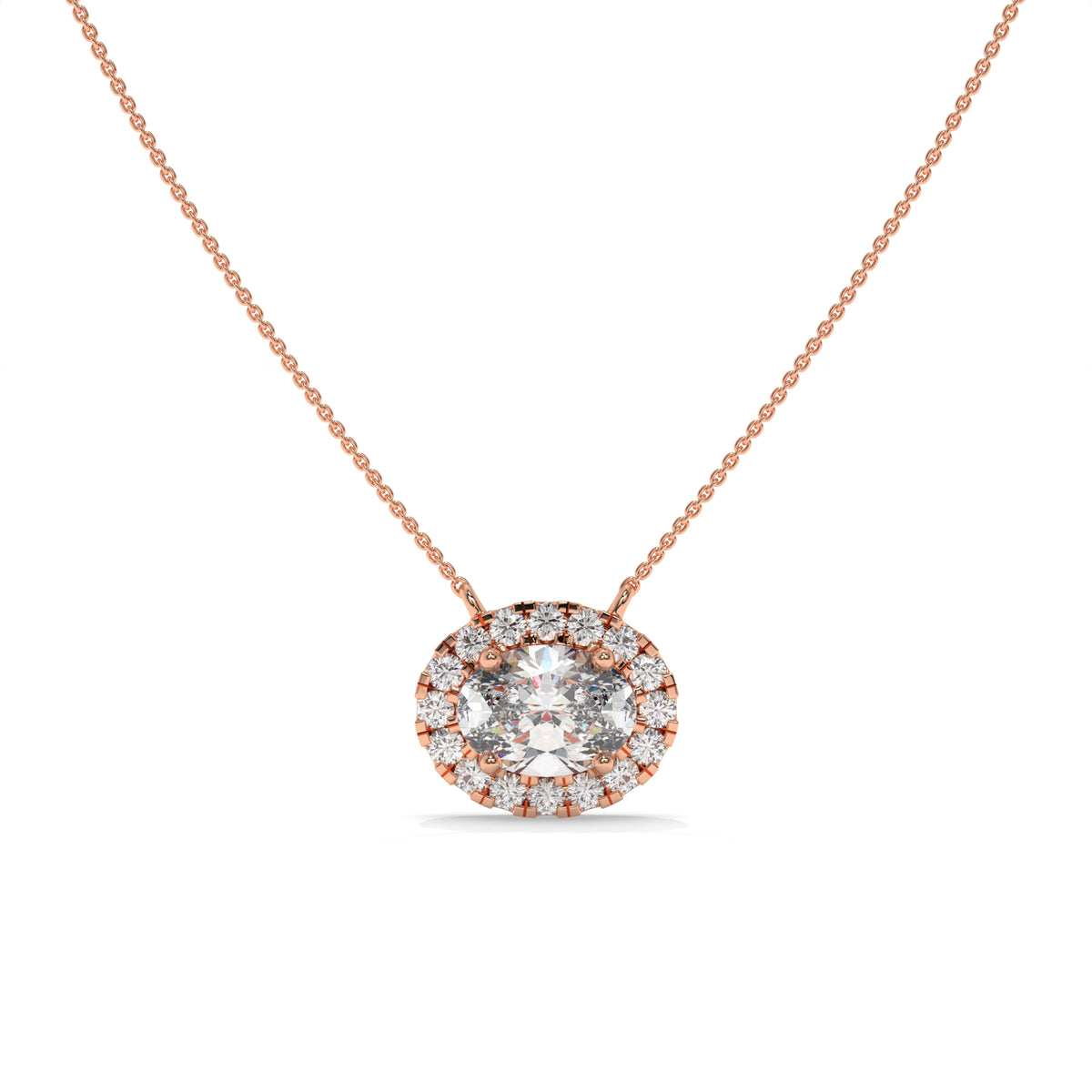 1.10 CT Diamond Halo Circle Pendant Necklace
