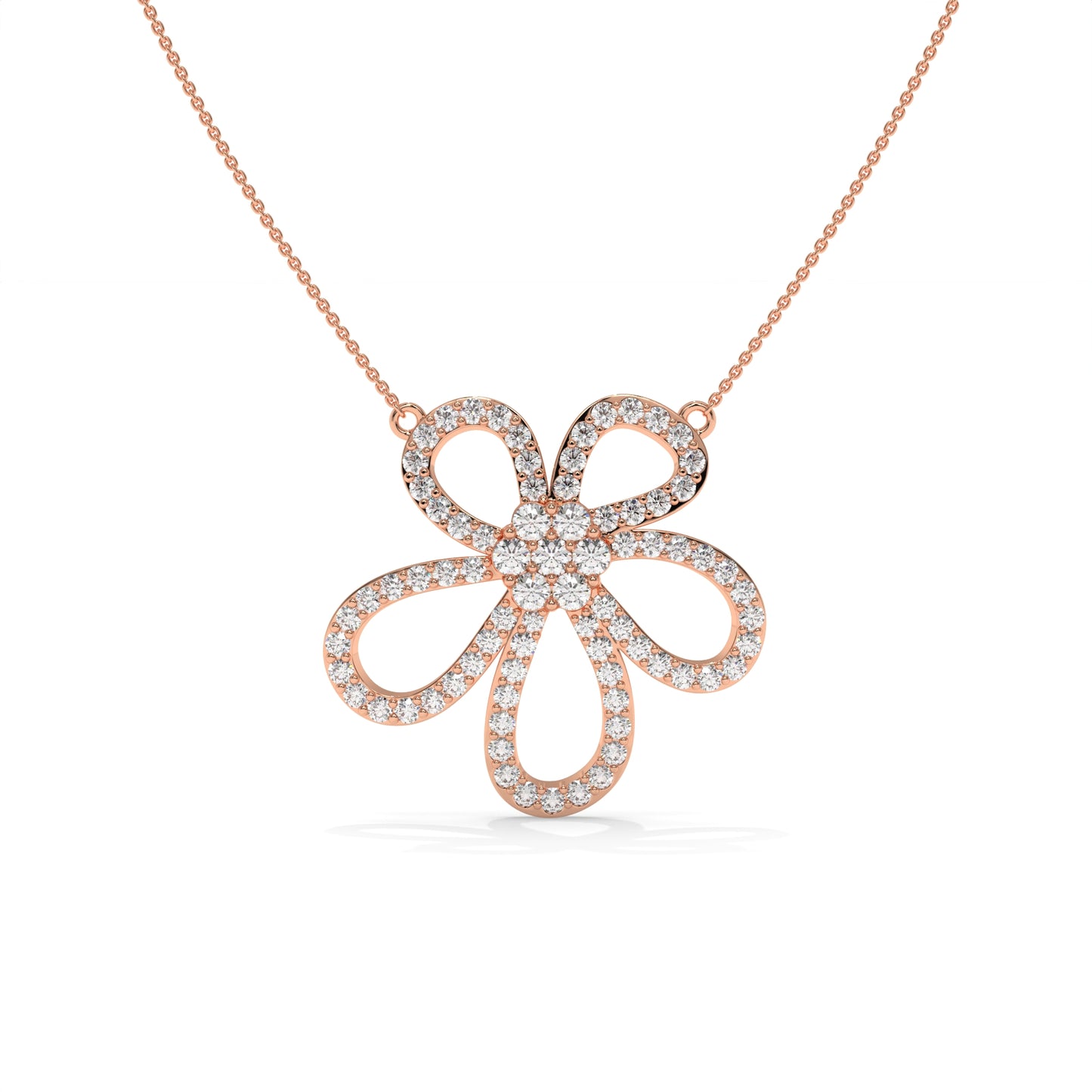 Floral Diamond Pendant Necklace – 0.94 CTW