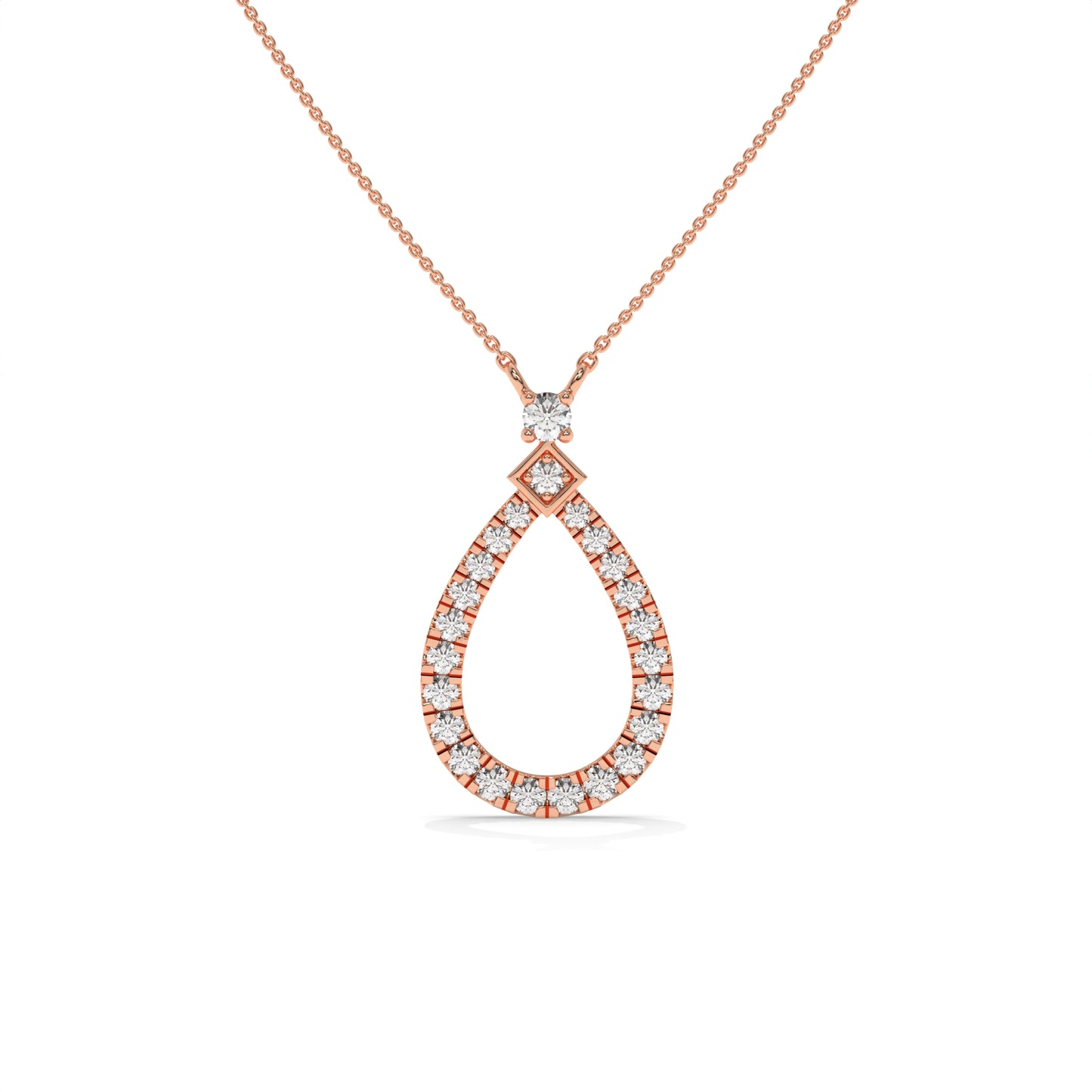 0.49 CTW Pear Halo Pendant Necklace
