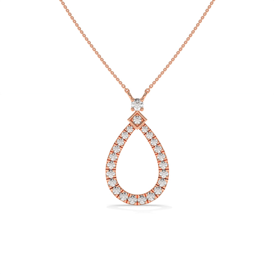 0.49 CTW Pear Halo Pendant Necklace