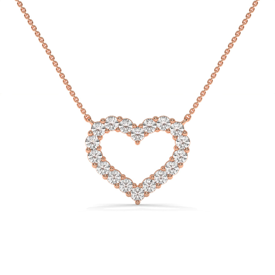 1.03 CTW Open Heart Pendant Necklace