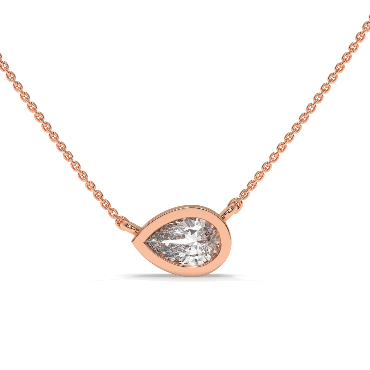 0.49 CT Pear Shaped Diamond Pendant Necklace