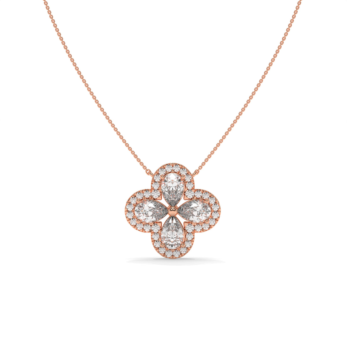 1.99 CT Diamond Four-Leaf Clover Pendant Necklace