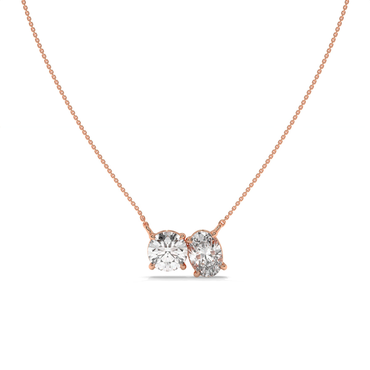 1.50 CT Two-Stone Diamond Pendant Necklace
