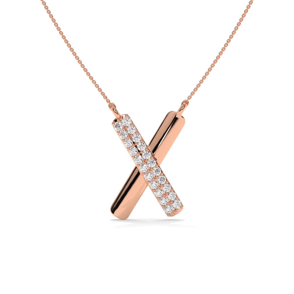 0.40 CT Diamond X Pendant Necklace