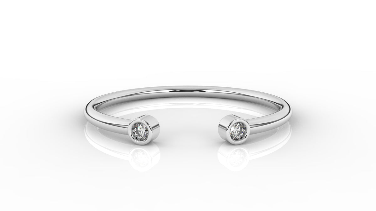 Silver ring two small diamonds GLAM NYC