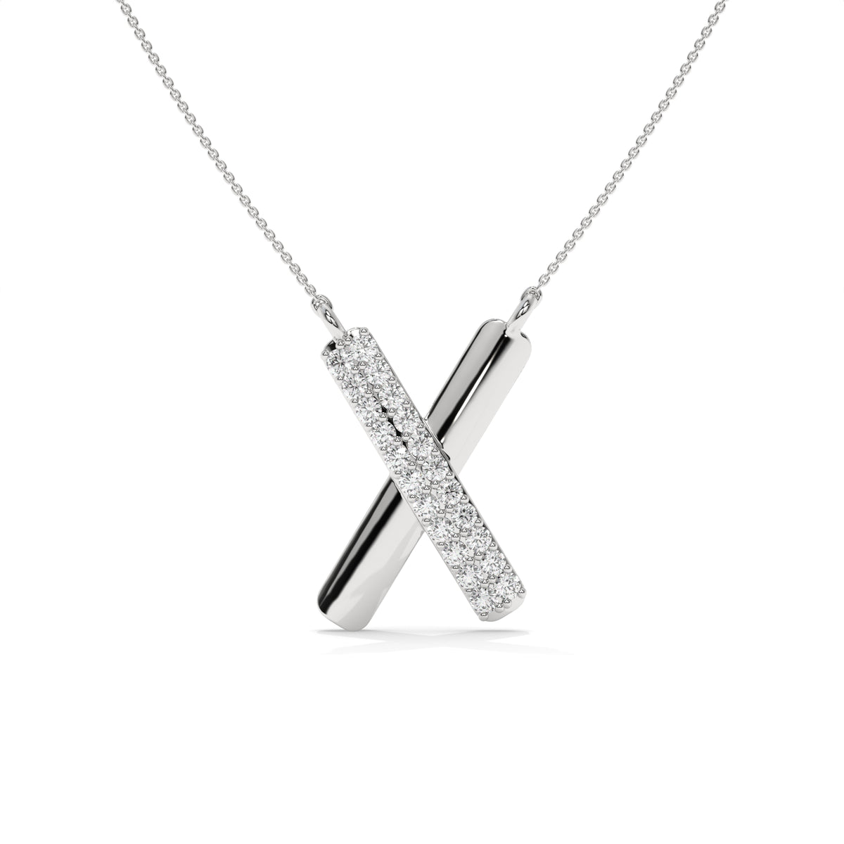 0.40 CT Diamond X Pendant Necklace