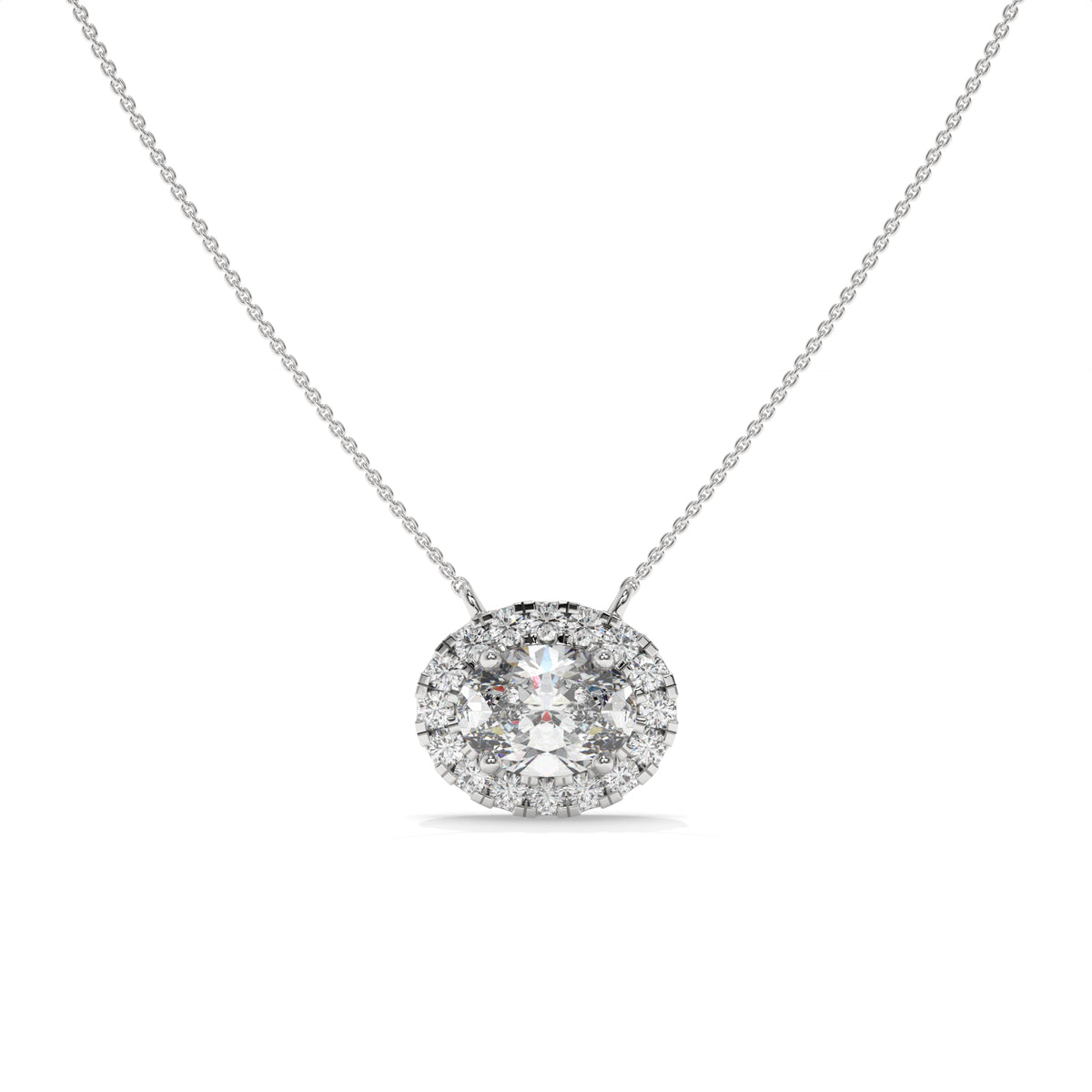 1.10 CT Diamond Halo Circle Pendant Necklace