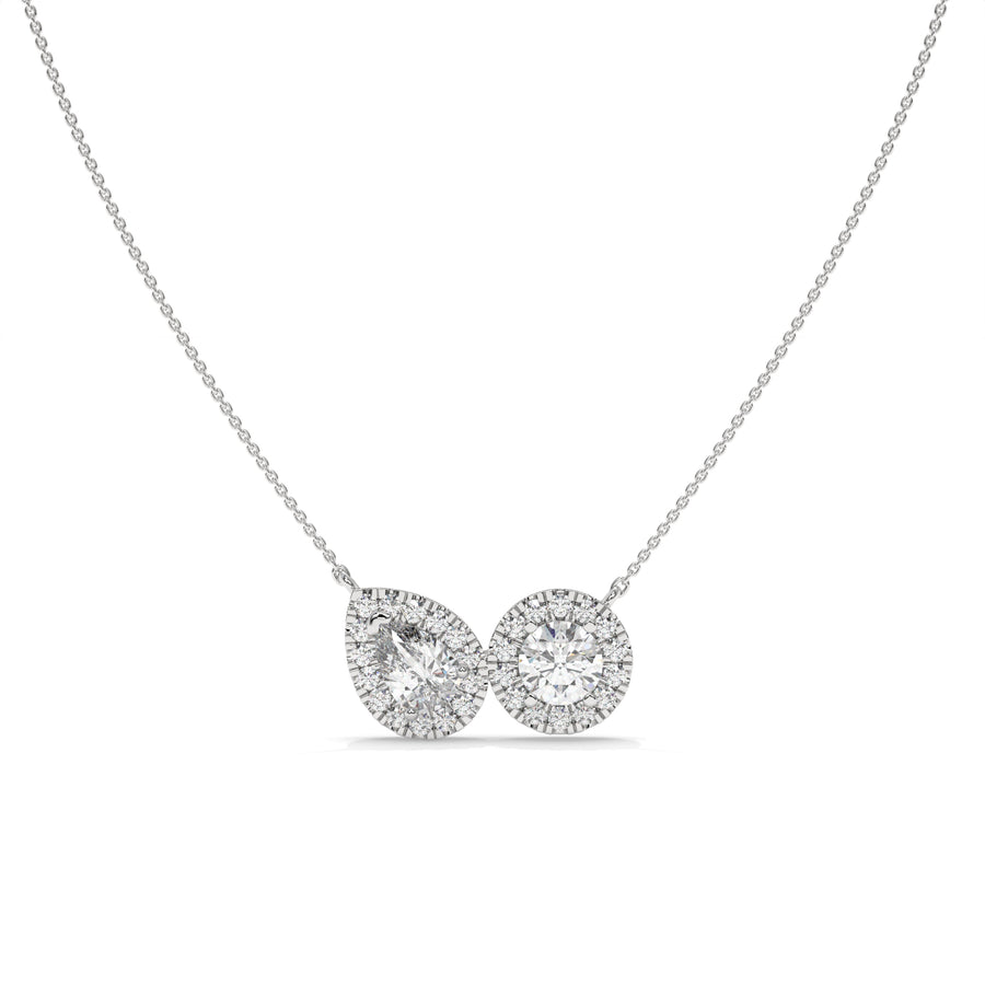 Pear & Halo Diamond Pendant Necklace – 0.93 CTW