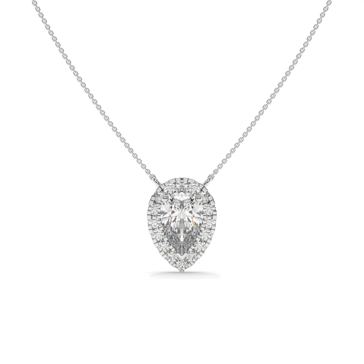 2.13 CT Pear Shaped Diamond Halo Pendant Necklace