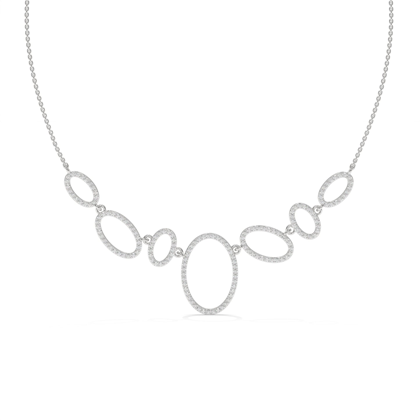 Oval Halo Diamond Statement Necklace – 1.64 CTW