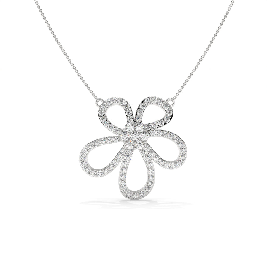 Floral Diamond Pendant Necklace – 0.94 CTW