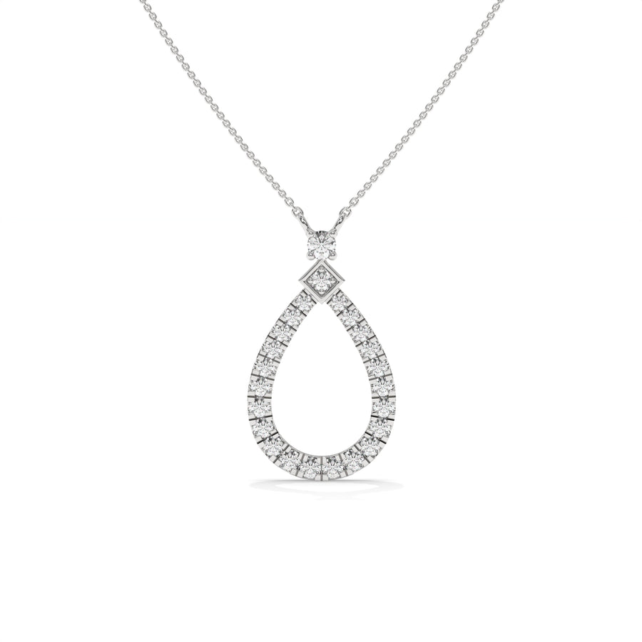 0.49 CTW Pear Halo Pendant Necklace