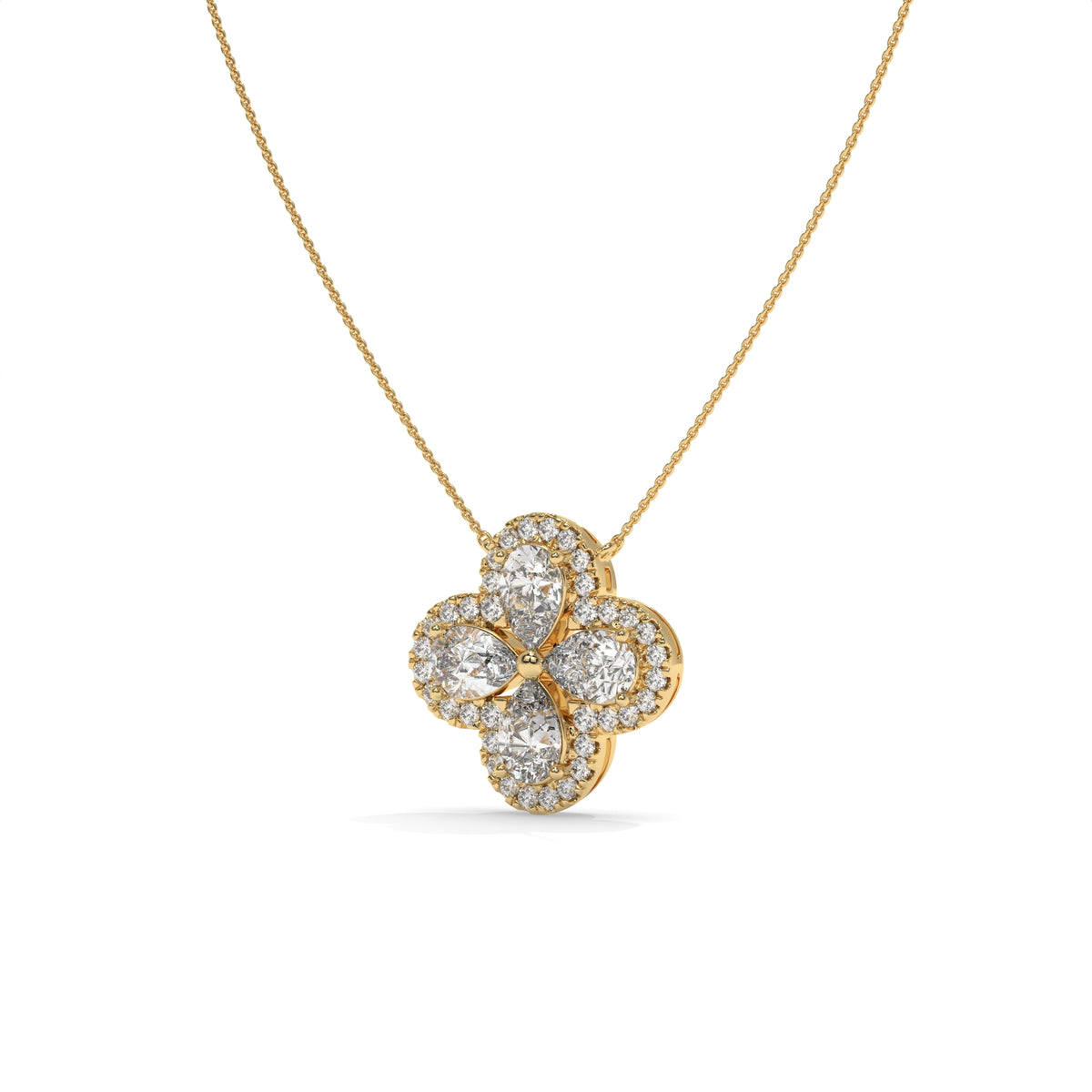 1.99 CT Diamond Four-Leaf Clover Pendant Necklace