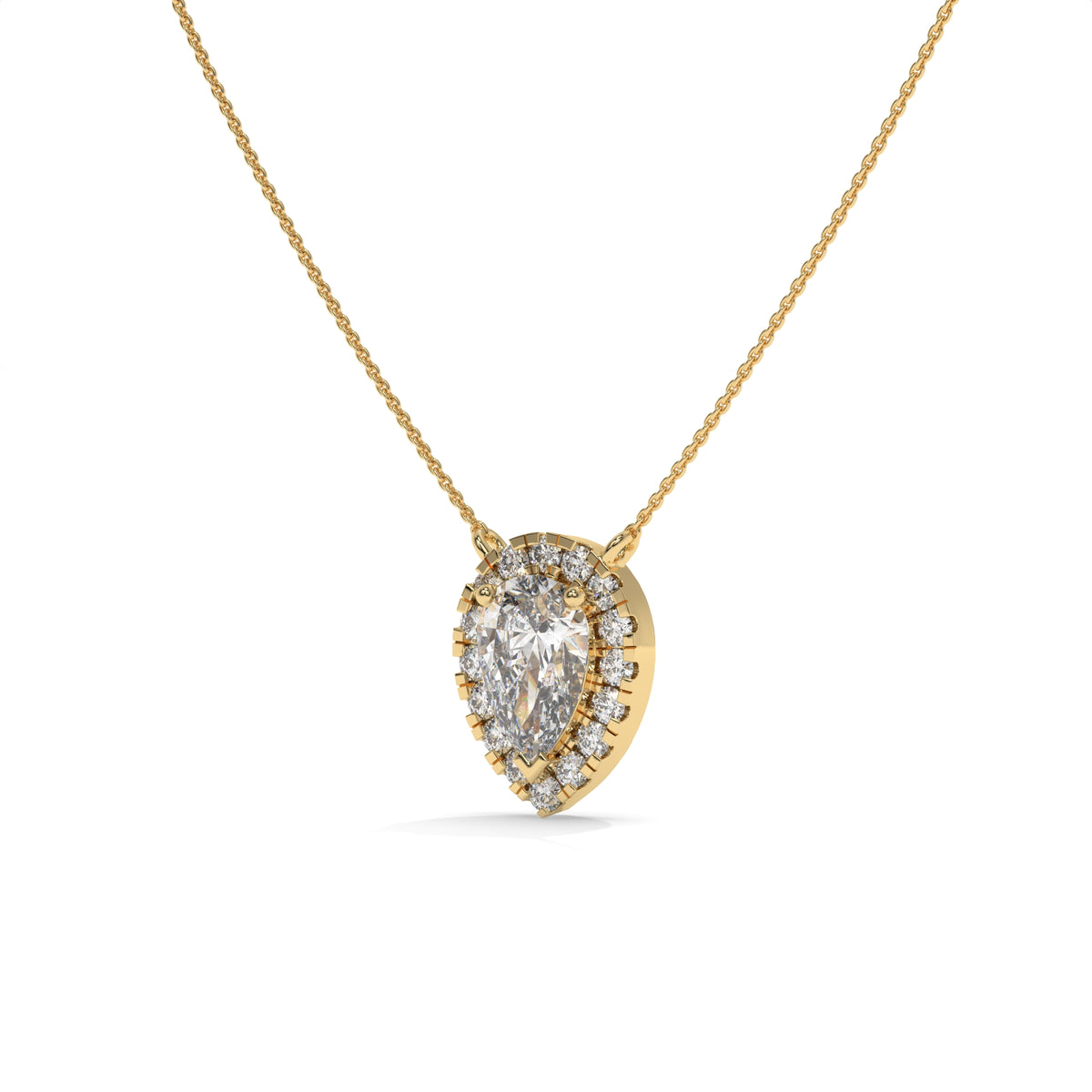 2.13 CT Pear Shaped Diamond Halo Pendant Necklace