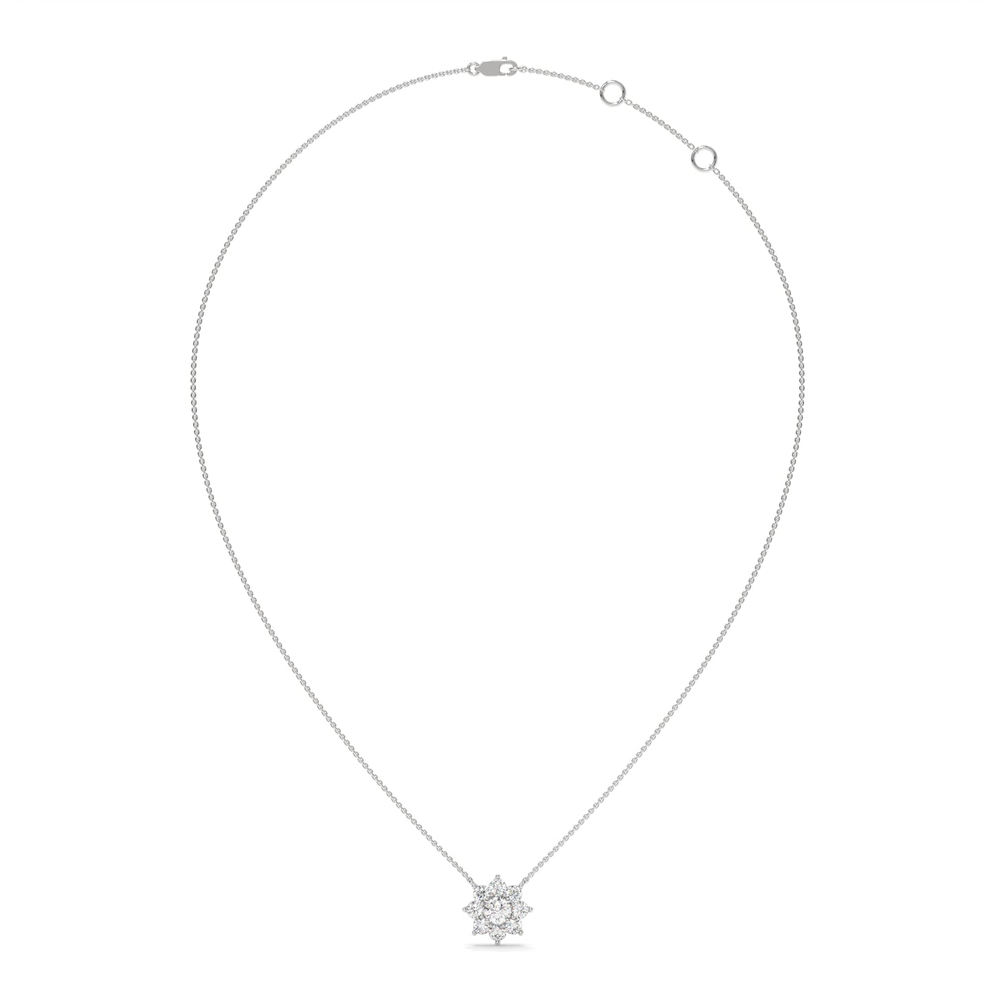Silver necklace with a small flower pendant GLAM NYC