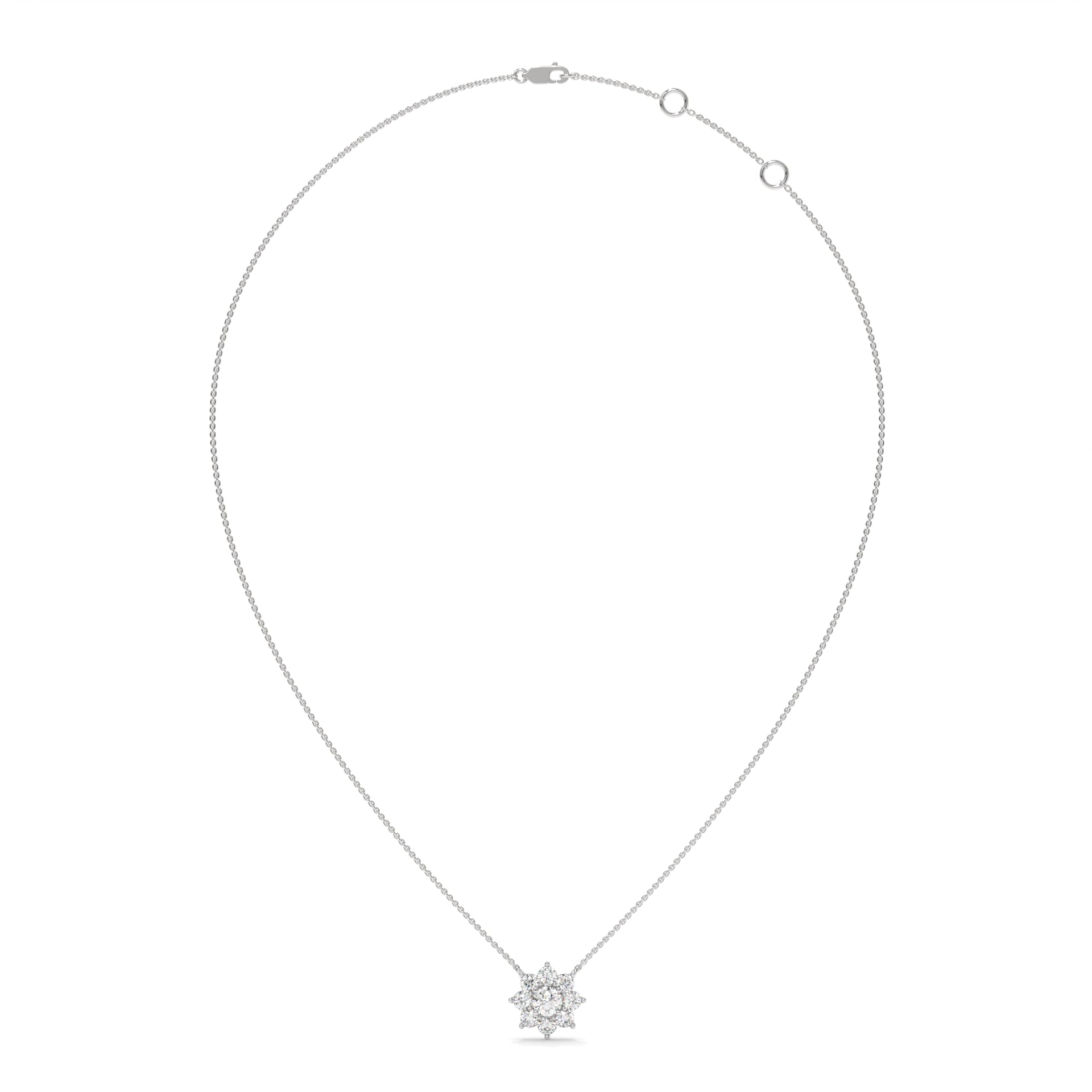 Silver necklace with a small flower pendant GLAM NYC