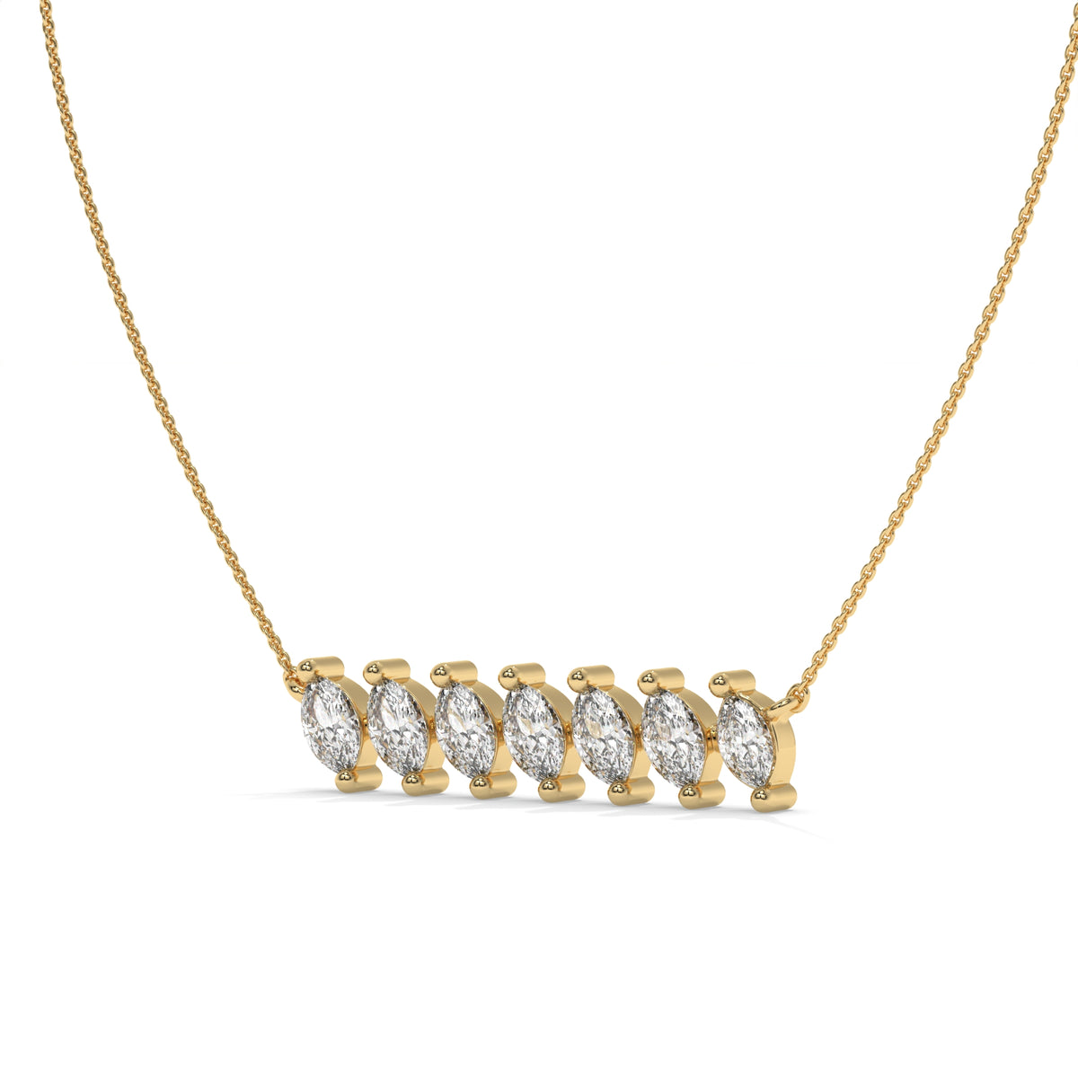 0.84 CT Marquise Diamond Bar Pendant Necklace