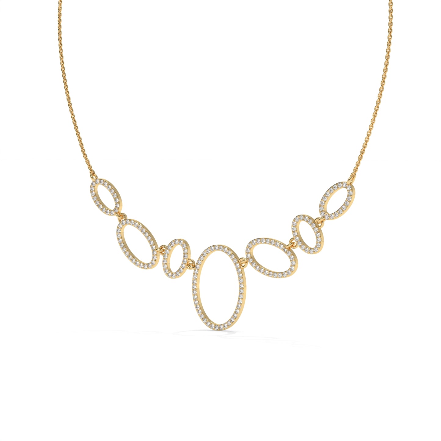 Oval Halo Diamond Statement Necklace – 1.64 CTW
