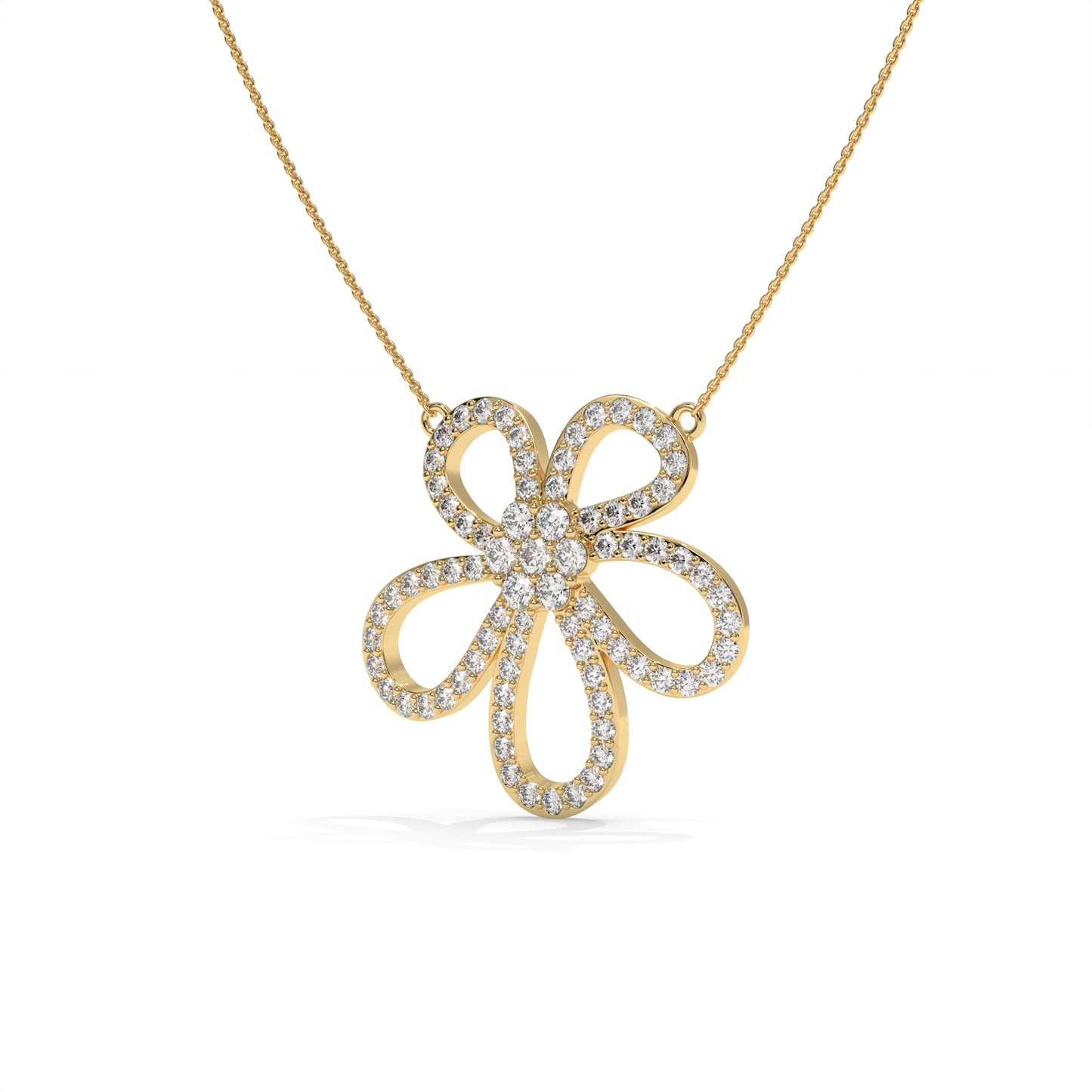 Floral Diamond Pendant Necklace – 0.94 CTW