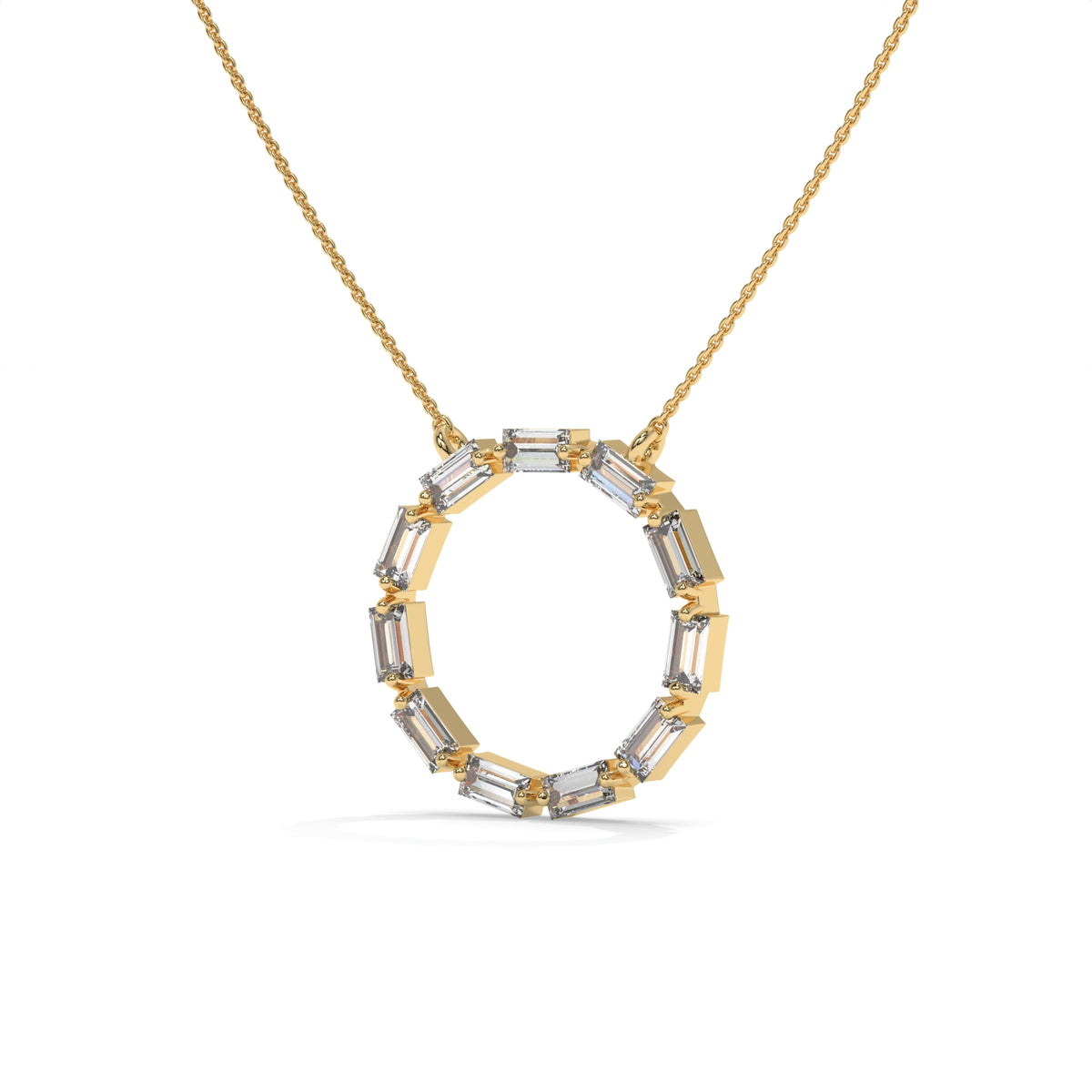 0.55 CT Baguette Diamond Circle Pendant Necklace