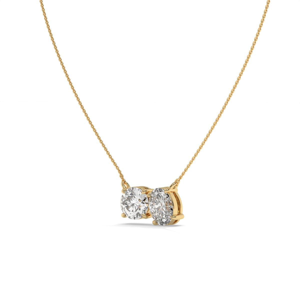 1.50 CT Two-Stone Diamond Pendant Necklace