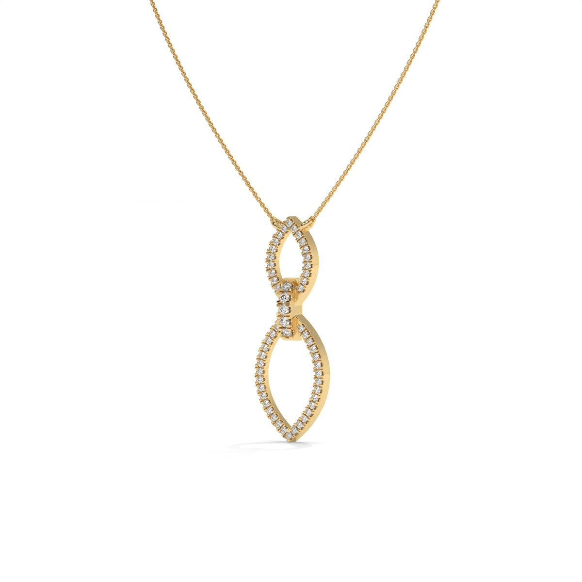 0.24 CT Diamond Double Marquise Drop Pendant Necklace