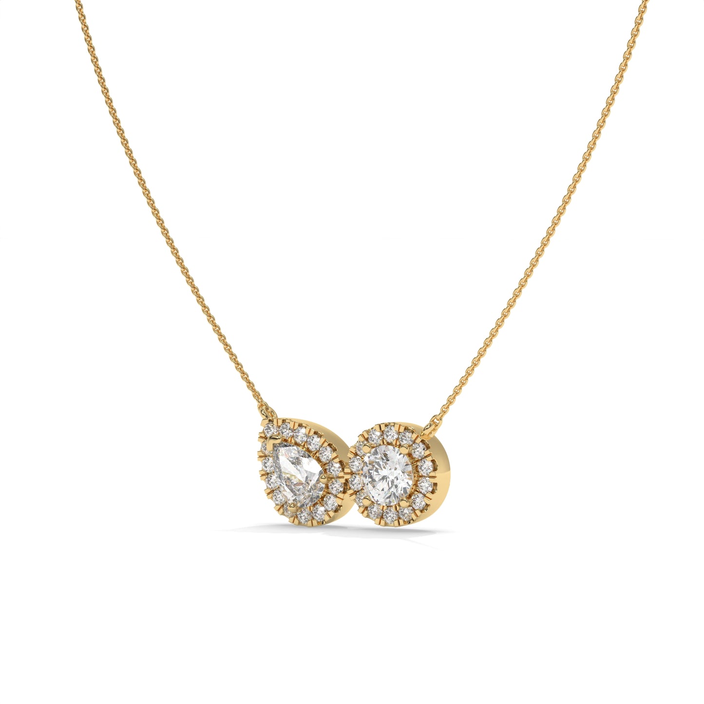 Pear & Halo Diamond Pendant Necklace – 0.93 CTW